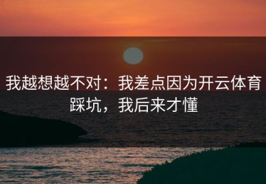 我越想越不对：我差点因为开云体育踩坑，我后来才懂