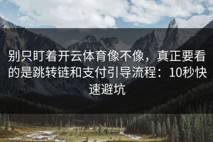 别只盯着开云体育像不像，真正要看的是跳转链和支付引导流程：10秒快速避坑