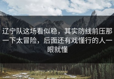 辽宁队这场看似稳，其实防线前压那一下太冒险，后面还有戏懂行的人一眼就懂