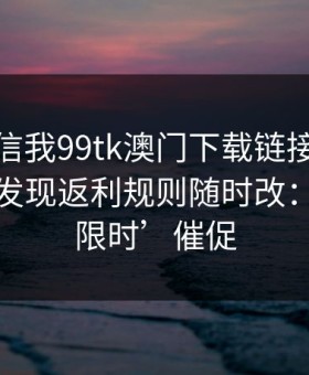 有人私信我99tk澳门下载链接，我追到源头发现返利规则随时改：别被‘限时’催促