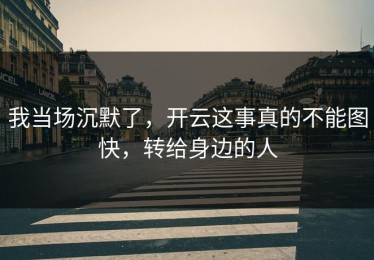 我当场沉默了，开云这事真的不能图快，转给身边的人
