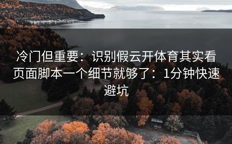 冷门但重要：识别假云开体育其实看页面脚本一个细节就够了：1分钟快速避坑